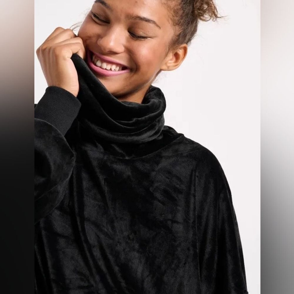 La Vie En Rose Black Velour Cowl Neck Sweater